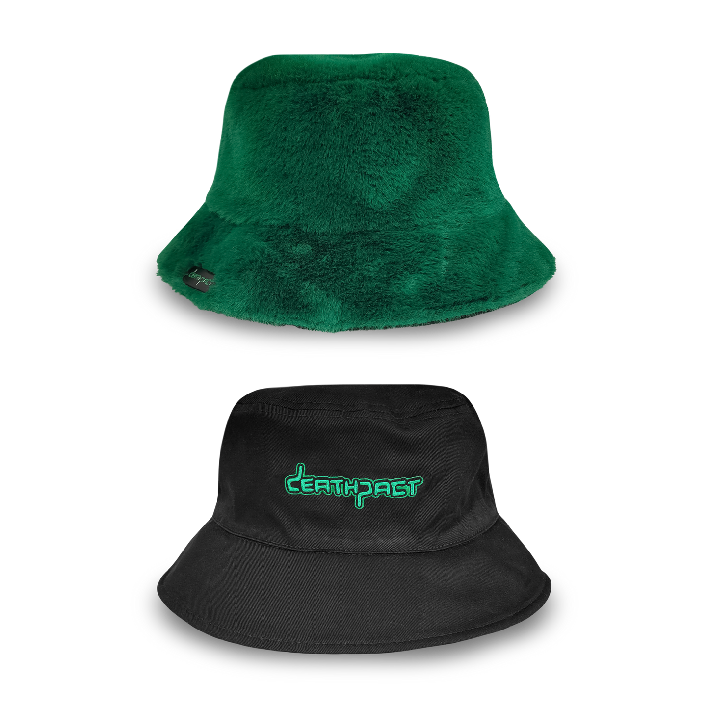 DEATHPACT - Green Fuzzy Reversible Bucket Hat