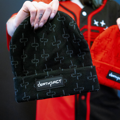 All Over Logo Beanie - Black